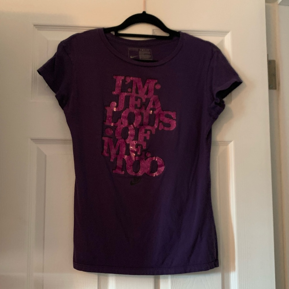 Nike tee, purple, size large